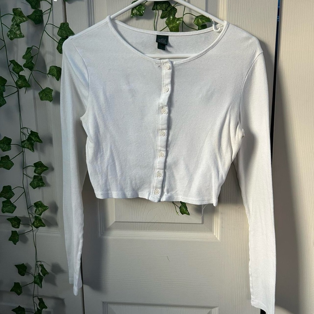 Wild Fable White Button-Up Cardigan